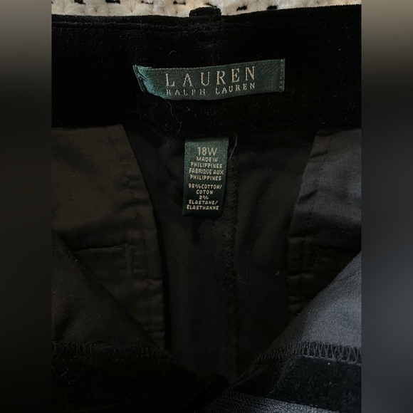 LAUREN by R.L. Black Velvet-like Pants Straight Leg, Top Slip Pockets; Size 18W - Picture 2 of 10